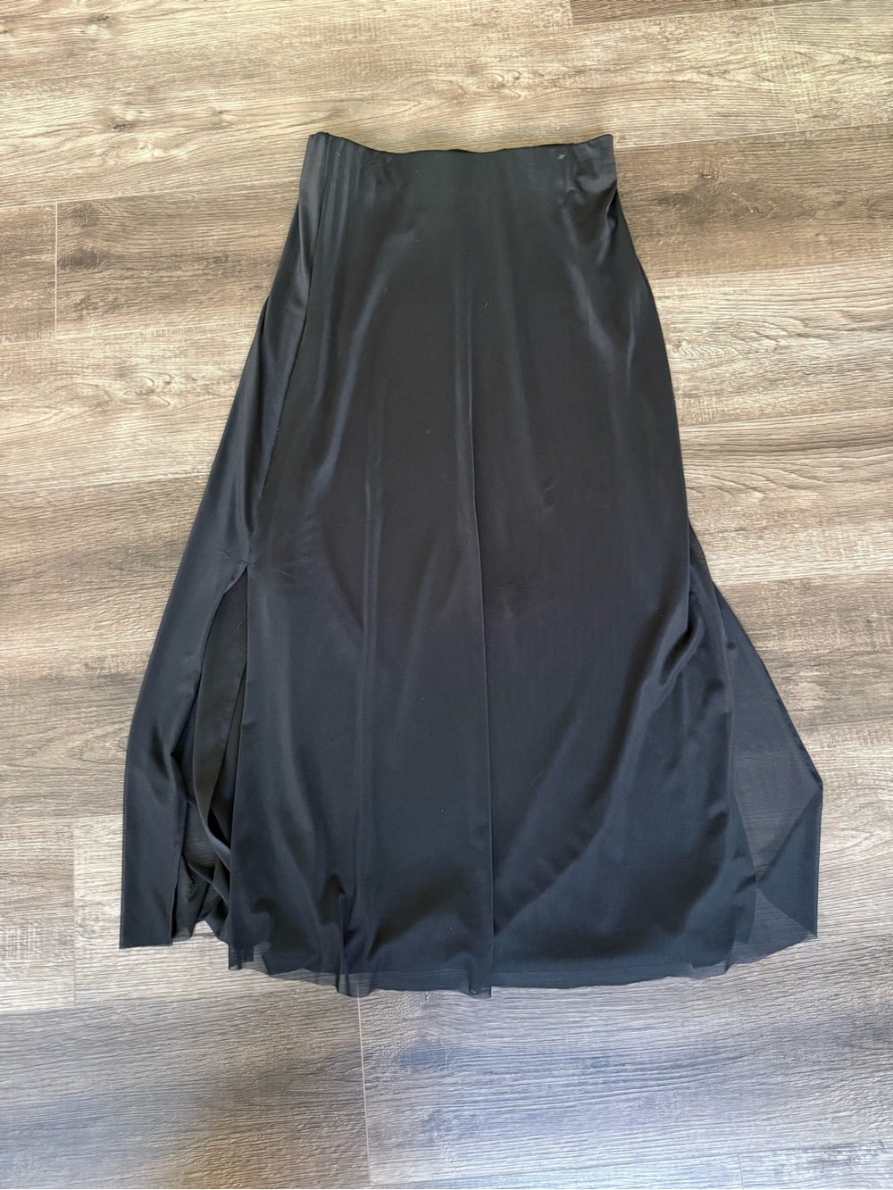 Halogen Black mesh Maxi Skirt with Side Slits